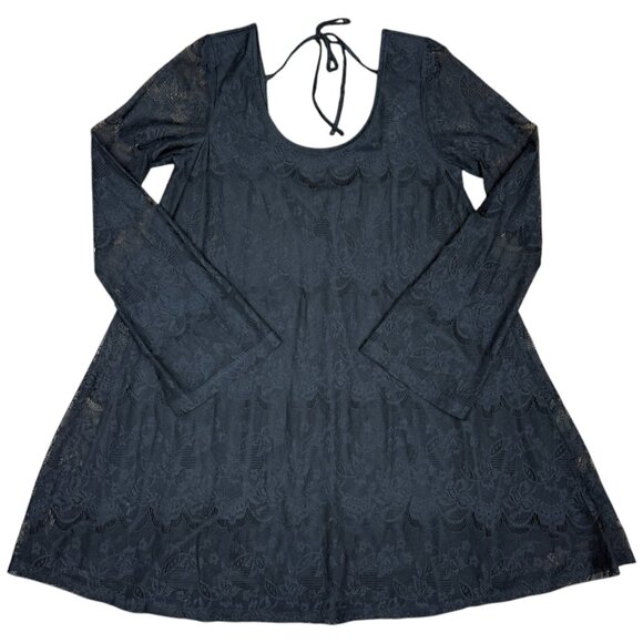 Women's ALTAR'D STATE Black Lace Bell Sleeve Dress- Size Medium - Picture 2 of 8